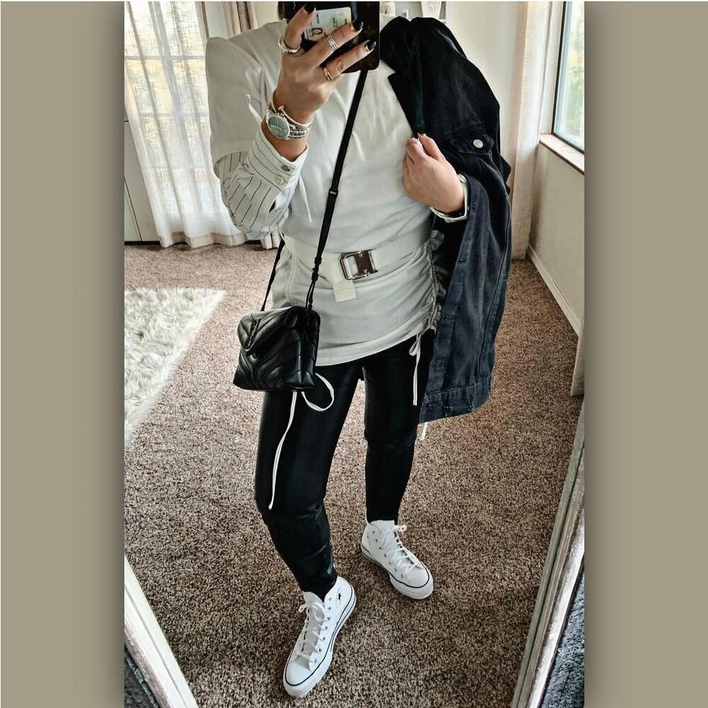 Maniere De Voir NWT White Tshirt Dress With Sleeves Sz 8